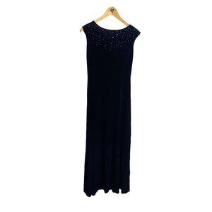 Vintage J.R Nites Women's Blue Black Velvet Cocktail Dress - 6